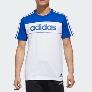Adidas blue and white Essentials tape tee NWT